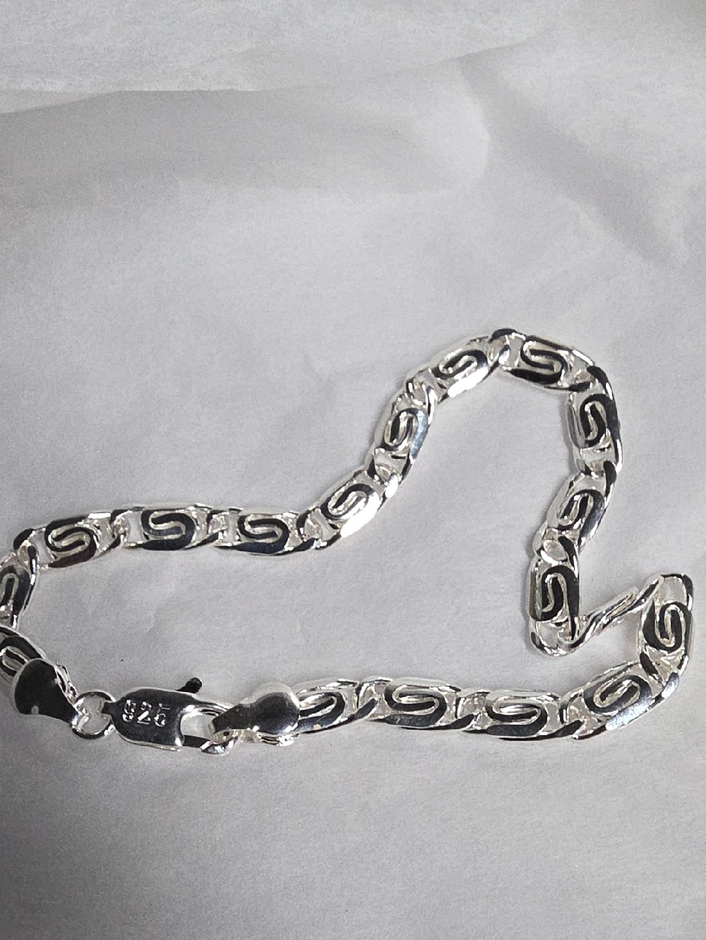 Sterling Silver 925 Sculpted Link Chain Necklace